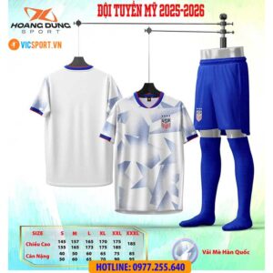 Áo đá banh đội tuyển Mỹ 2025 vải mè