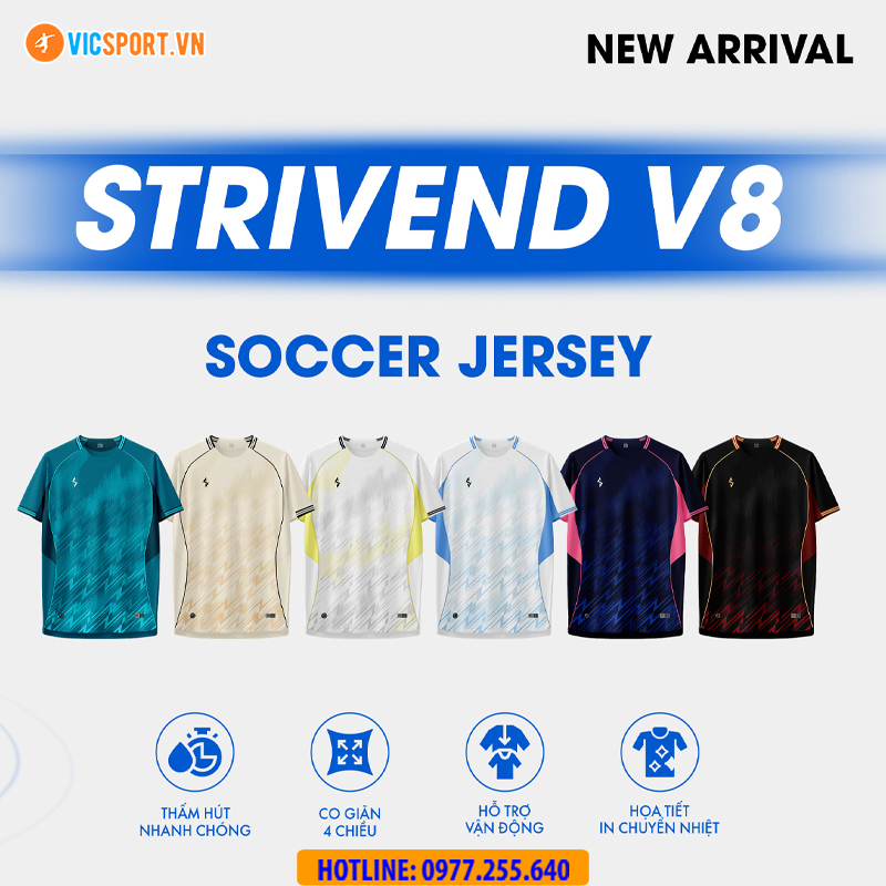 Áo đá banh không logo Strivend V8