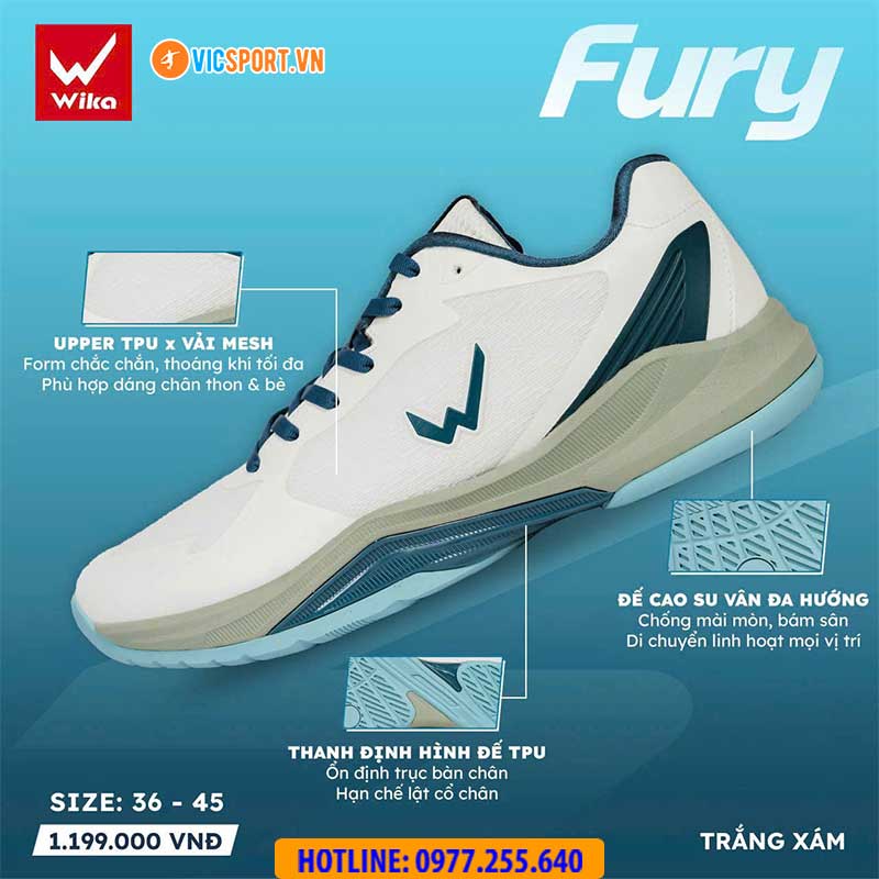 Giày pickleball Wika Fury Quang Dương đa năng - Hình ảnh 12