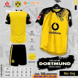 Áo đá banh Clb Dortmund mùa giải 2025-2026 vải mè