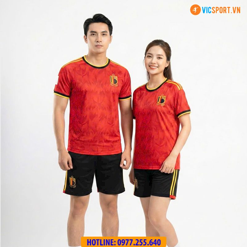 Áo đá banh đội tuyển Bỉ WC 2026 vải thun lạnh - Hình ảnh 2