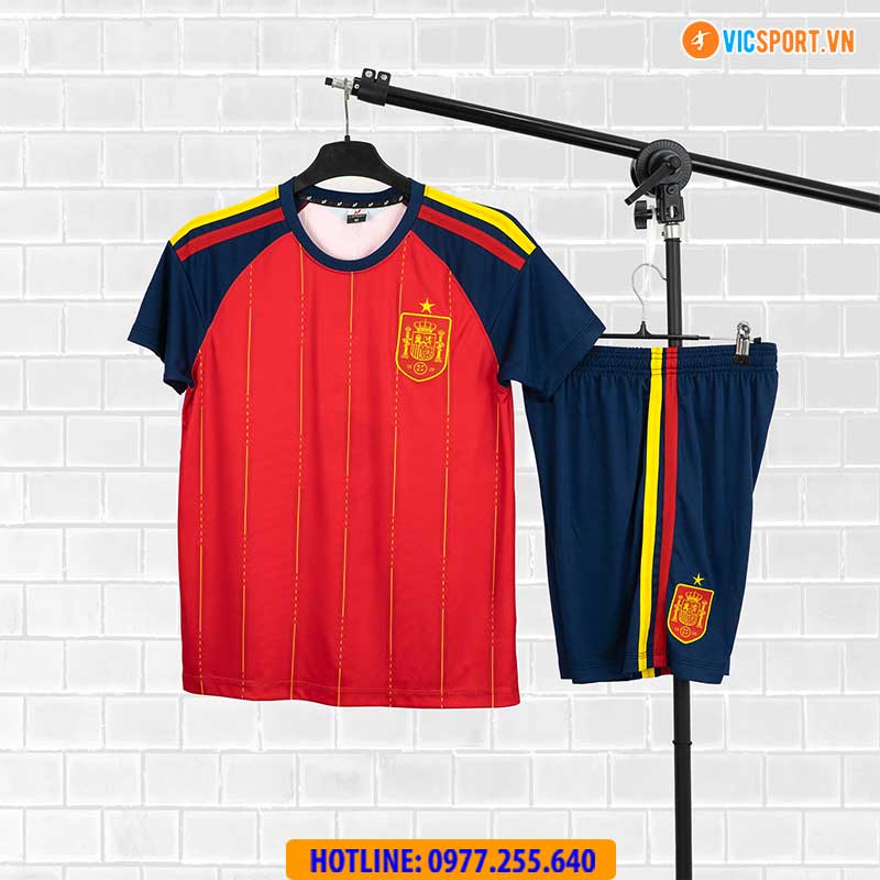 Áo đá banh đội tuyển Tây Ban Nha WC 2026 vải thun lạnh - Hình ảnh 7