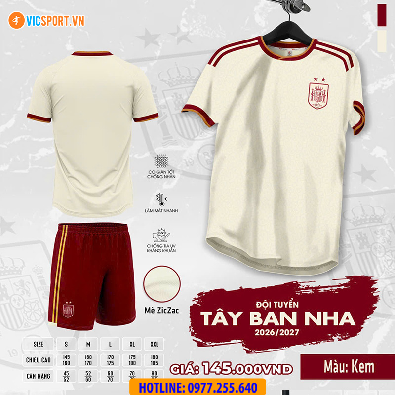 Áo đá banh đội tuyển Tây Ban Nha WC 2026 vải mè - Hình ảnh 15