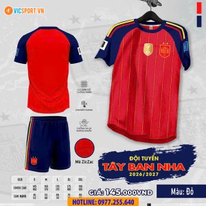 Áo đá banh đội tuyển Tây Ban Nha WC 2026 vải mè