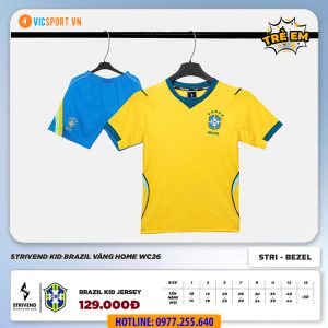 Áo bóng đá trẻ em đội tuyển Brazil WC 2026