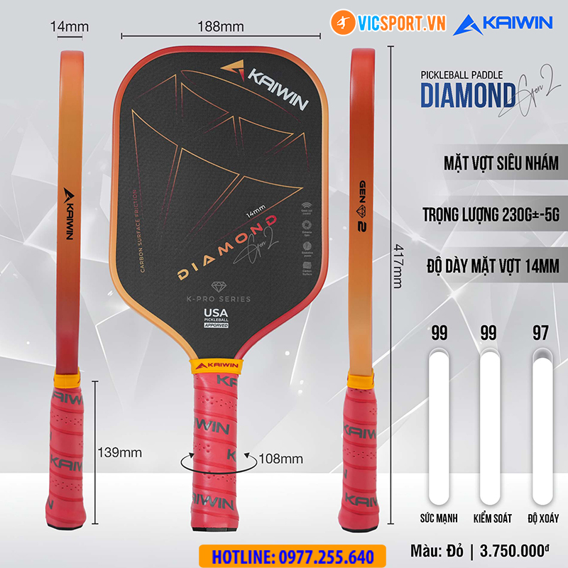 Vợt pickleball Kaiwin Diamond Gen 2 - Hình ảnh 10
