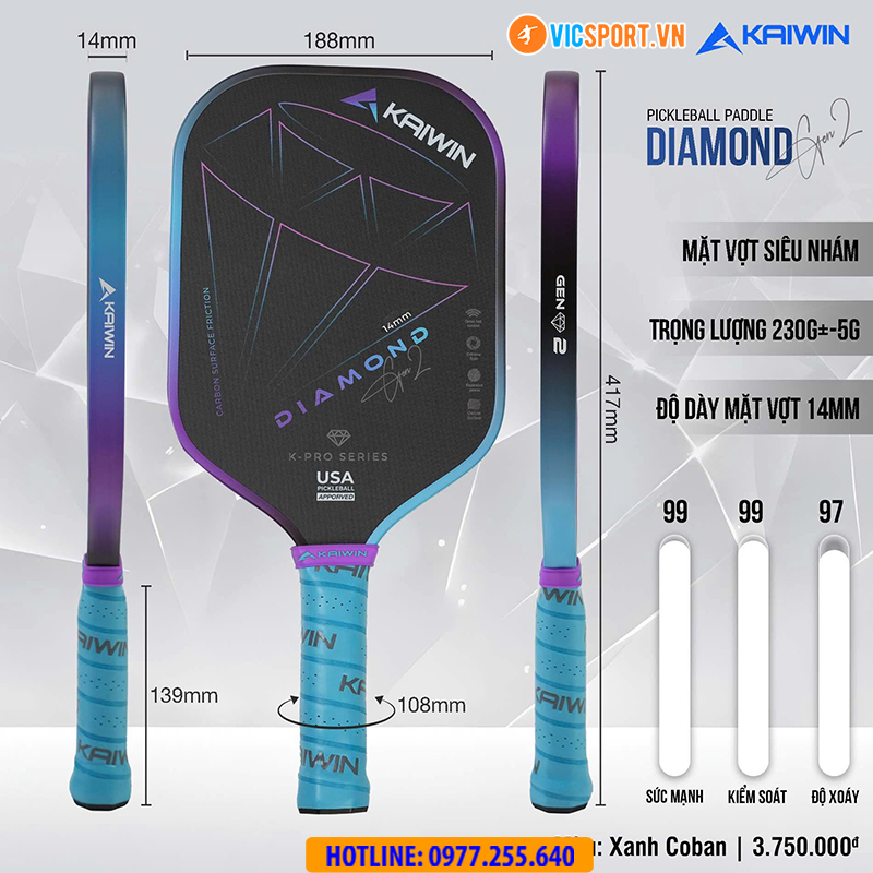 Vợt pickleball Kaiwin Diamond Gen 2 - Hình ảnh 11