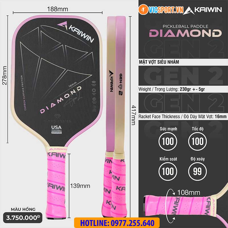 Vợt pickleball Kaiwin Diamond Gen 2 - Hình ảnh 21