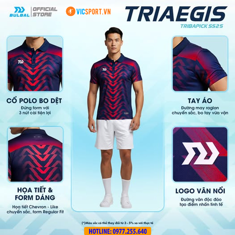 Áo polo thể thao nam Bulbal Triaegis đa năng - Hình ảnh 3