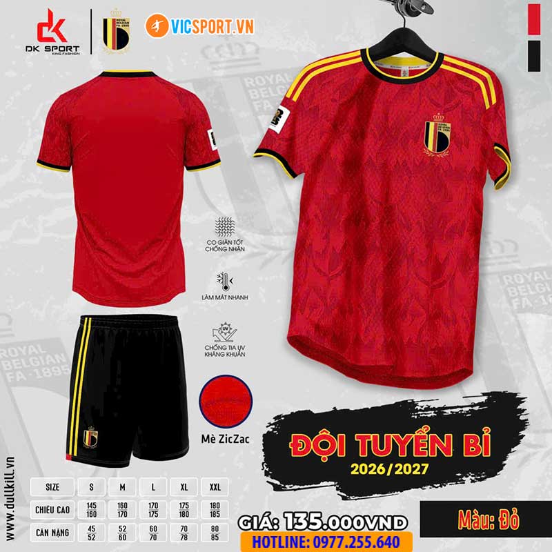 Áo đá banh đội tuyển Bỉ WC 2026 vải mè - Hình ảnh 4