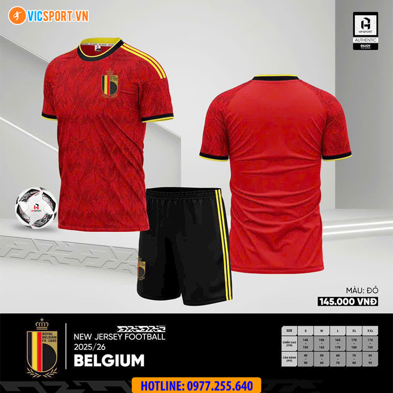 Áo đá banh đội tuyển Bỉ WC 2026 vải mè