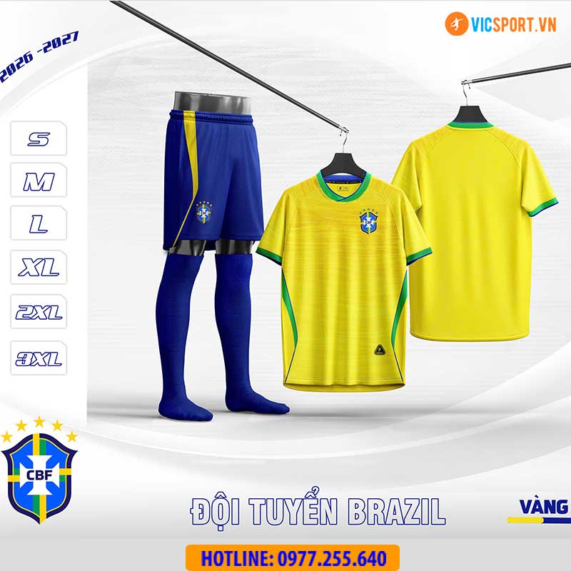 Áo đá banh đội tuyển Brazil WC 2026 vải mè - Hình ảnh 21