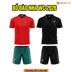 Áo đá banh đội tuyển Bồ Đào Nha WC 2026 vải thun lanh