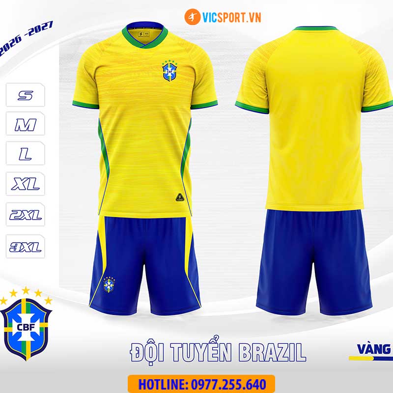 Áo đá banh đội tuyển Brazil WC 2026 vải mè - Hình ảnh 2
