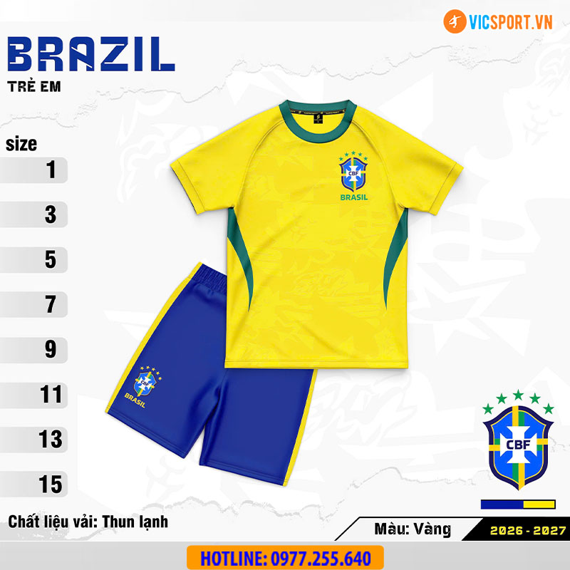 Áo bóng đá trẻ em đội tuyển Brazil WC 2026 - Hình ảnh 16