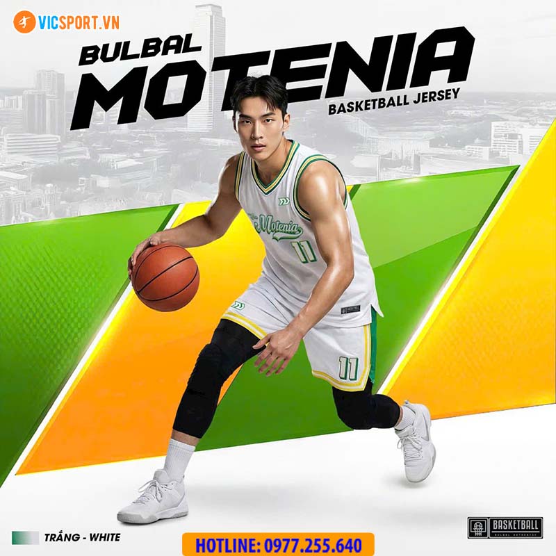Quần áo bóng rổ Bulbal Motenia BRL03 màu trắng