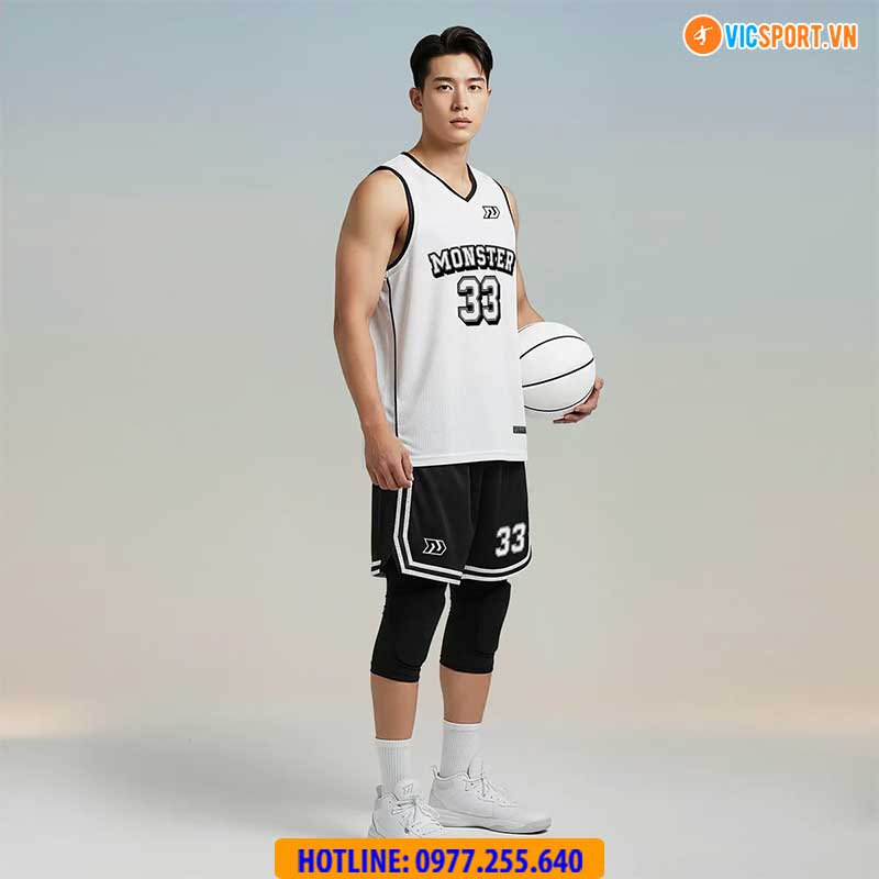 Quần áo bóng rổ Bulbal Monster BRL03 màu trắng - Hình ảnh 13
