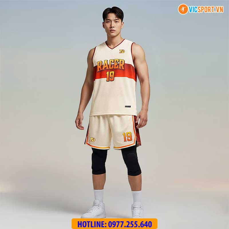 Quần áo bóng rổ Bulbal Racer BRL03 màu kem - Hình ảnh 12
