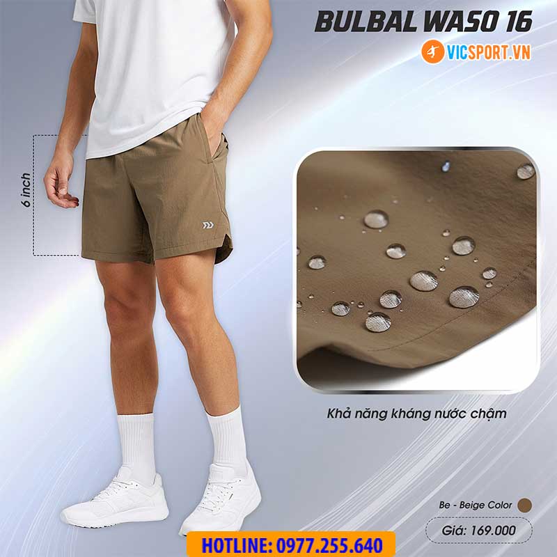 Quần thể thao nam Bulbal Waso 16 form ngắn chất dù - Hình ảnh 6