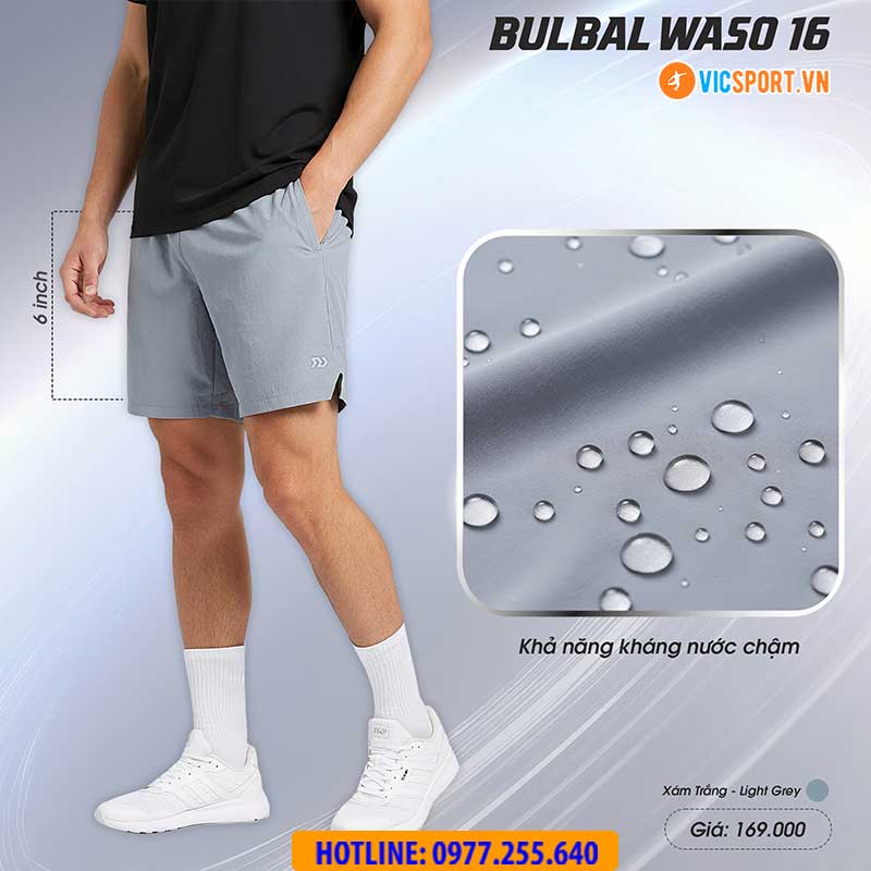 Quần thể thao nam Bulbal Waso 16 form ngắn chất dù - Hình ảnh 5
