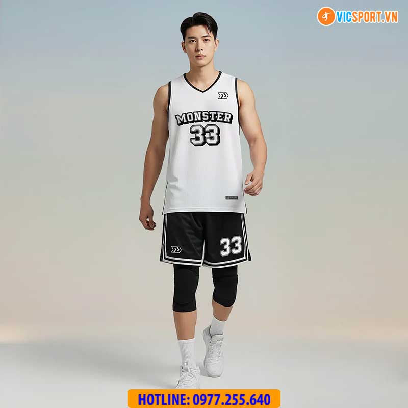 Quần áo bóng rổ Bulbal Monster BRL03 màu trắng - Hình ảnh 10