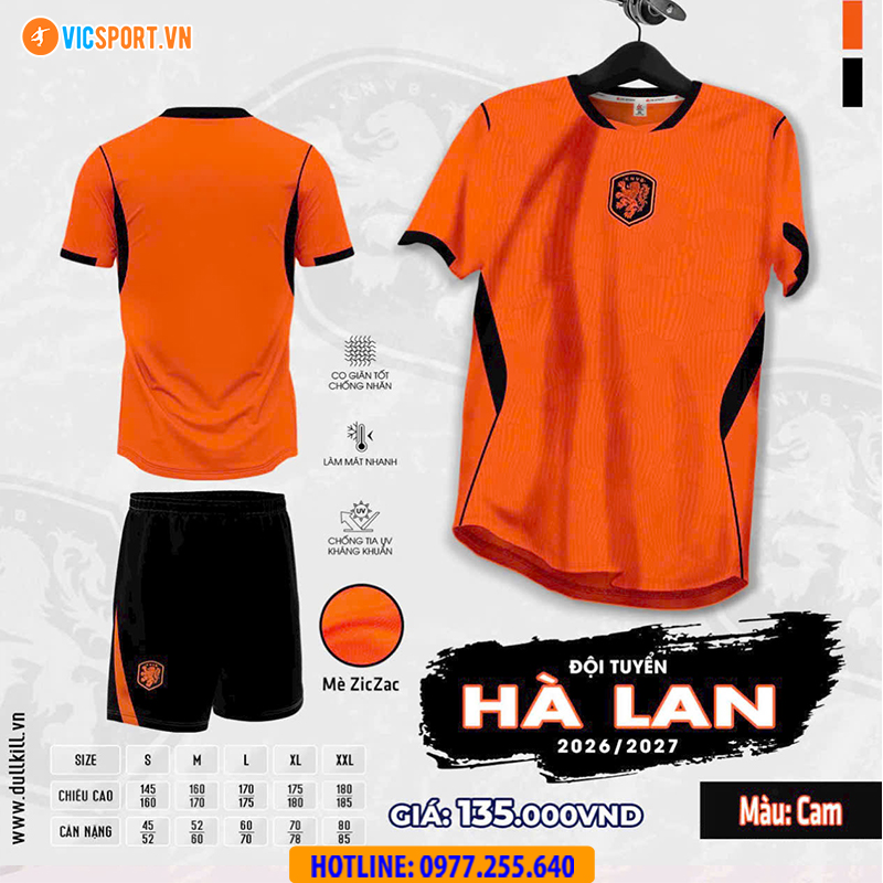Áo đá banh đội tuyển Hà Lan WC 2026 vải mè - Hình ảnh 14
