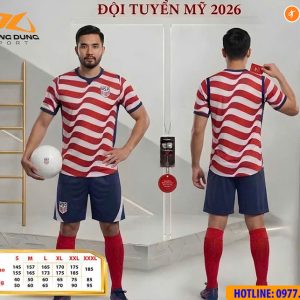 Áo đá banh đội tuyển Mỹ WC 2026 vải mè