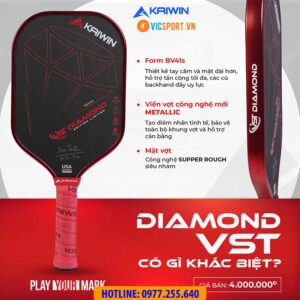 Vợt pickleball Kaiwin Diamond VST màu đỏ
