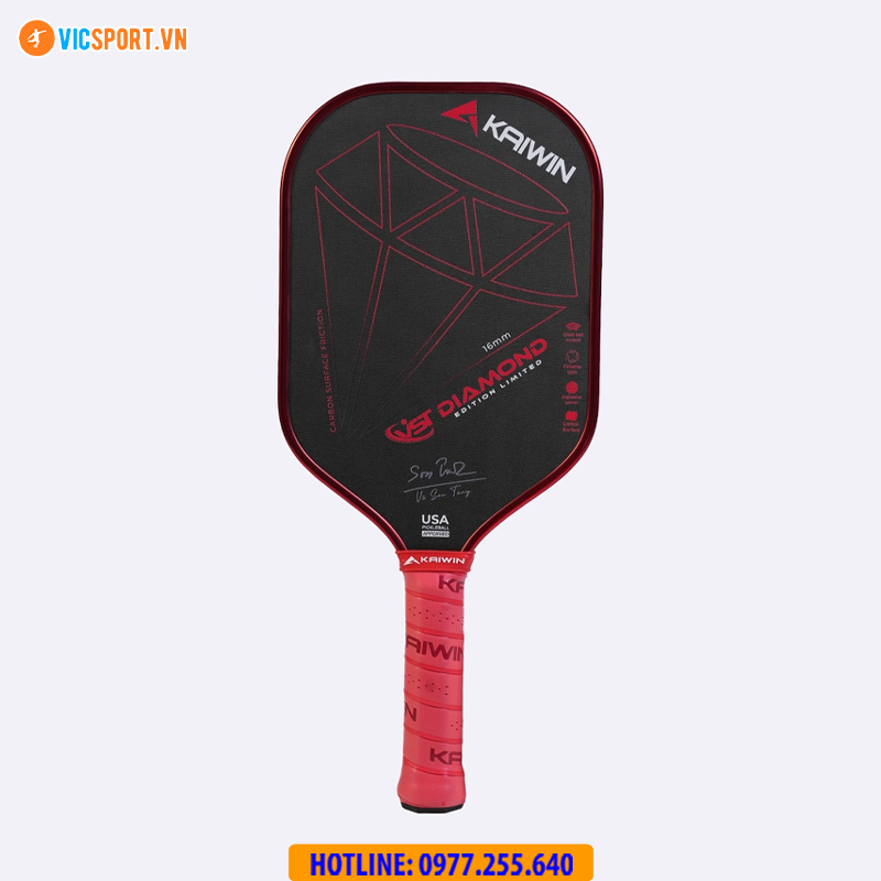Vợt pickleball Kaiwin Diamond VST màu đỏ - Hình ảnh 14