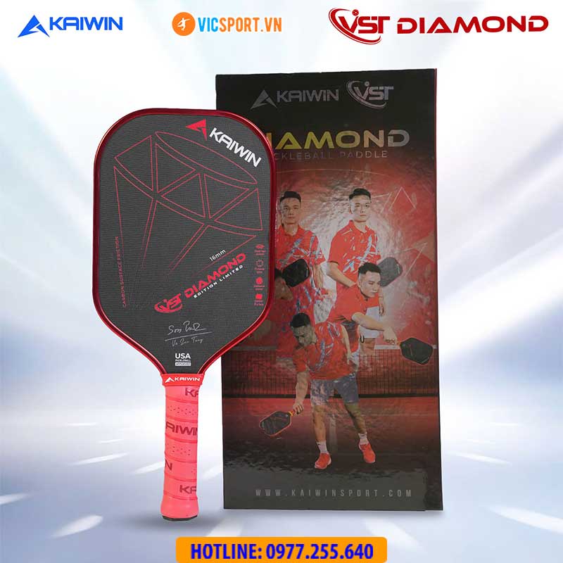 Vợt pickleball Kaiwin Diamond VST màu đỏ - Hình ảnh 2
