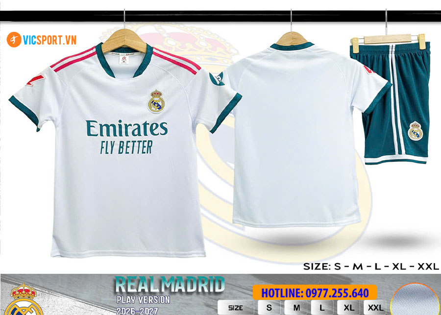 Áo đá banh Clb Real Madrid mùa giải 2026-2027 vải mè - Hình ảnh 9