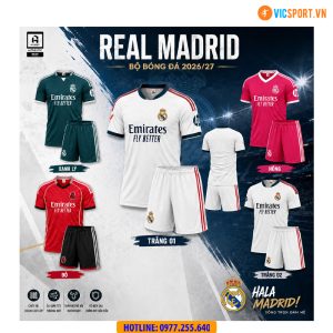 Áo đá banh Clb Real Madrid mùa giải 2026-2027 vải mè