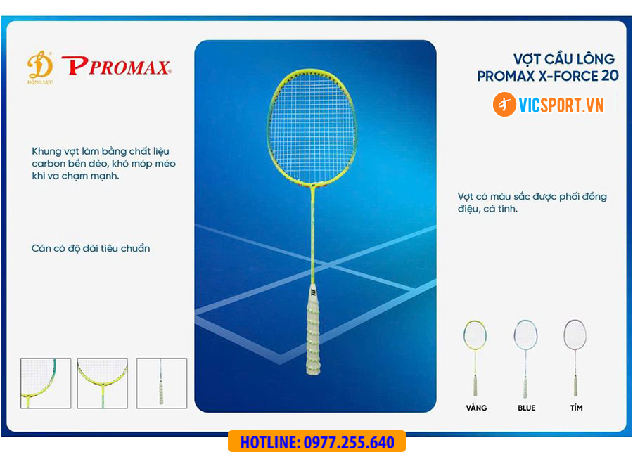 Cặp vợt cầu lông Promax X-Force 20 đan sẵn - Hình ảnh 9