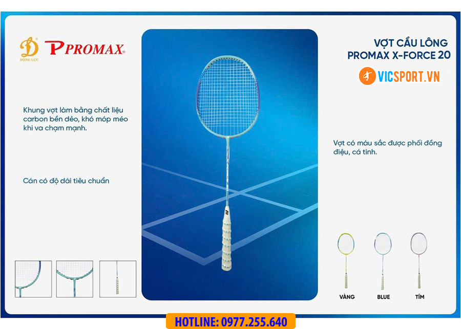 Cặp vợt cầu lông Promax X-Force 20 đan sẵn - Hình ảnh 10
