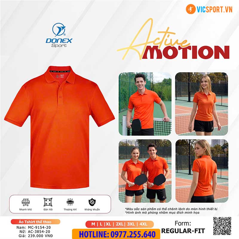 Áo polo thể thao Donex Active Motion nam nữ - Hình ảnh 3