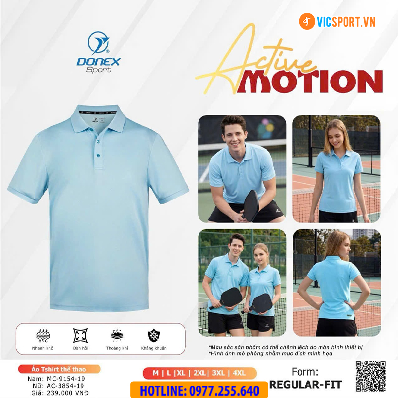 Áo polo thể thao Donex Active Motion nam nữ - Hình ảnh 2