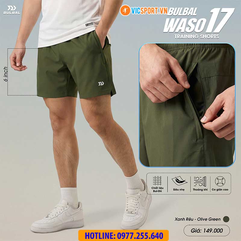 Quần thể thao nam Bulbal Waso 17 form ngắn chất dù - Hình ảnh 17