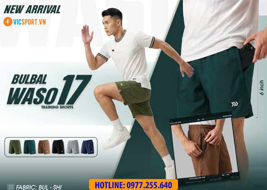 Quần thể thao nam Bulbal Waso 17 form ngắn chất dù - Hình ảnh 16