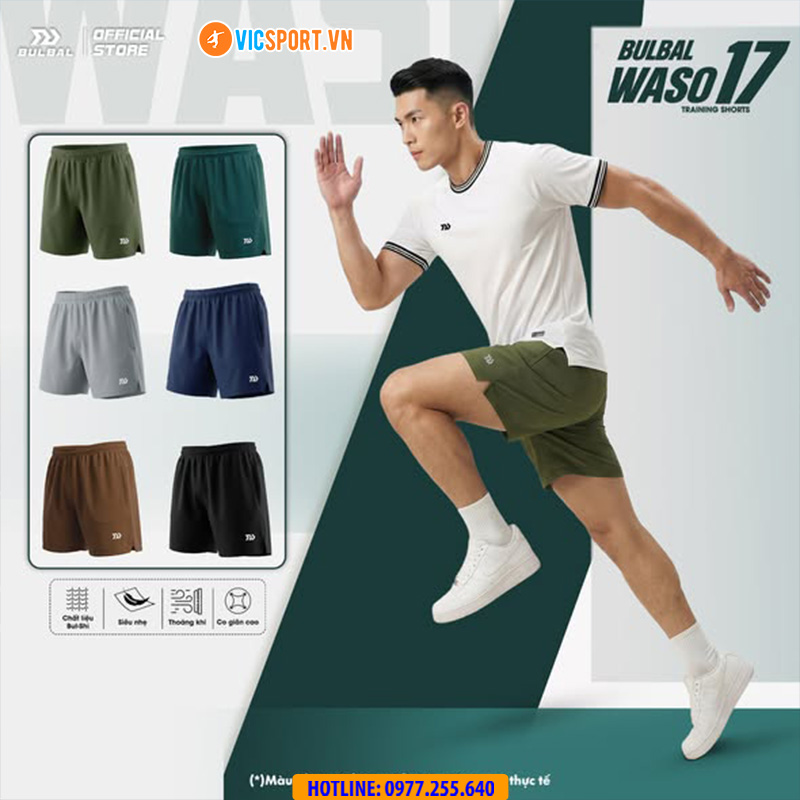 Quần thể thao nam Bulbal Waso 17 form ngắn chất dù