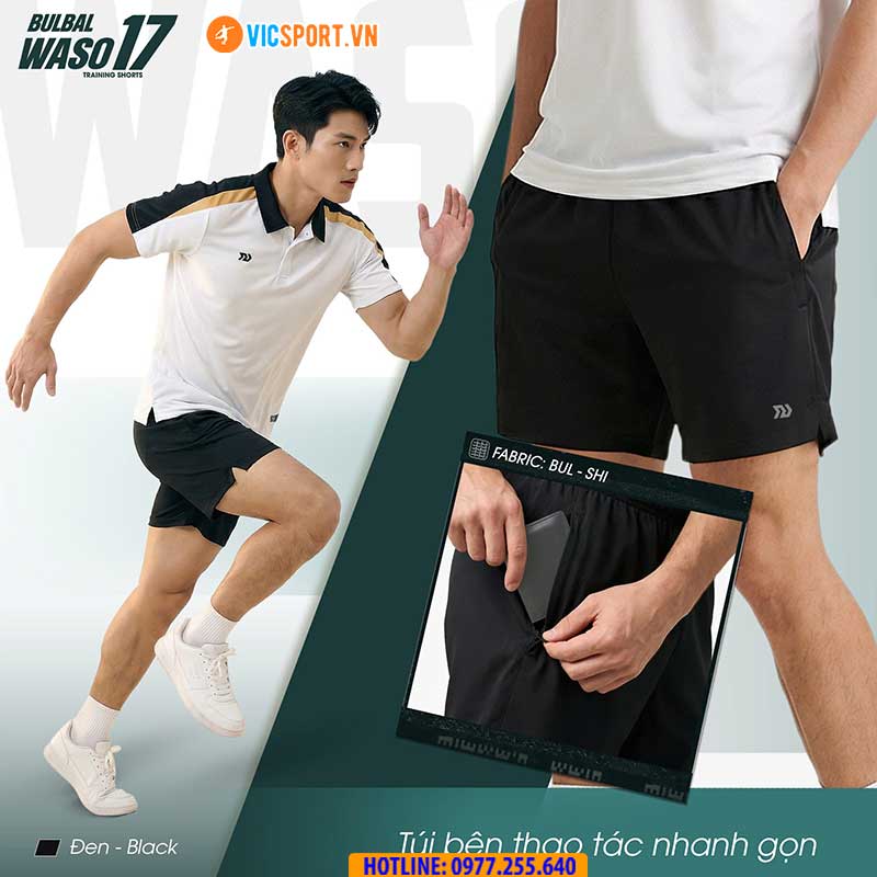 Quần thể thao nam Bulbal Waso 17 form ngắn chất dù - Hình ảnh 15