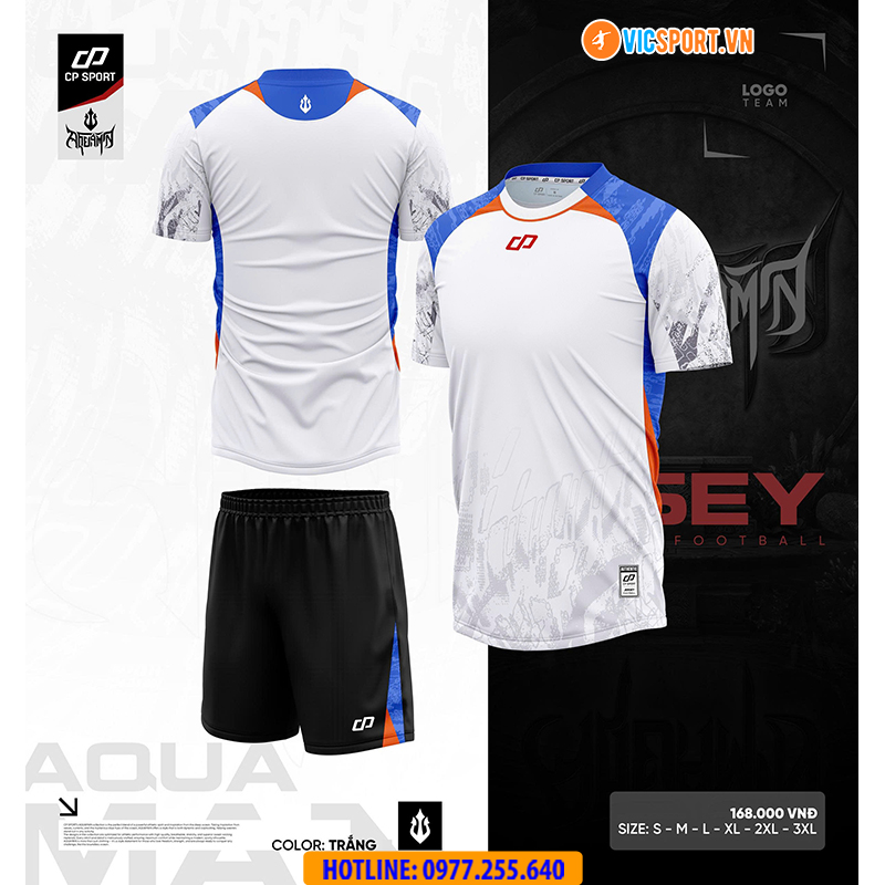 Áo đá banh không logo CP Aqua - Hình ảnh 12