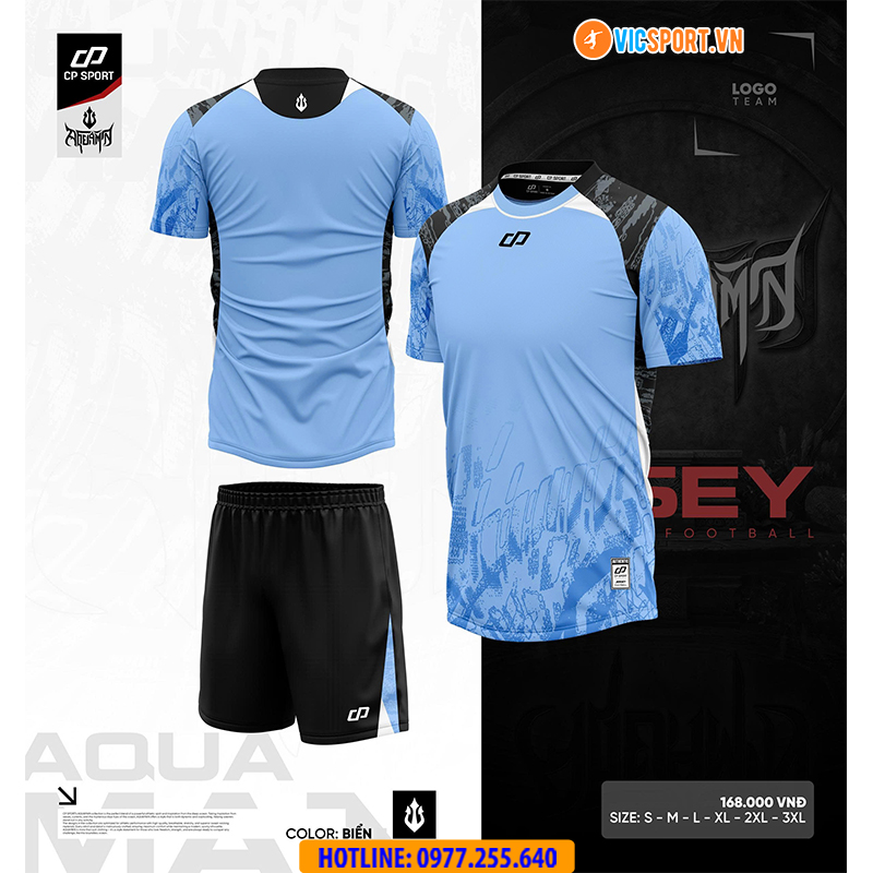 Áo đá banh không logo CP Aqua - Hình ảnh 4