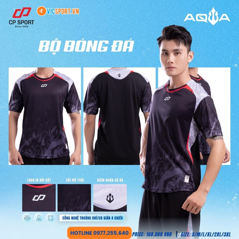 Áo đá banh không logo CP Aqua - Hình ảnh 32