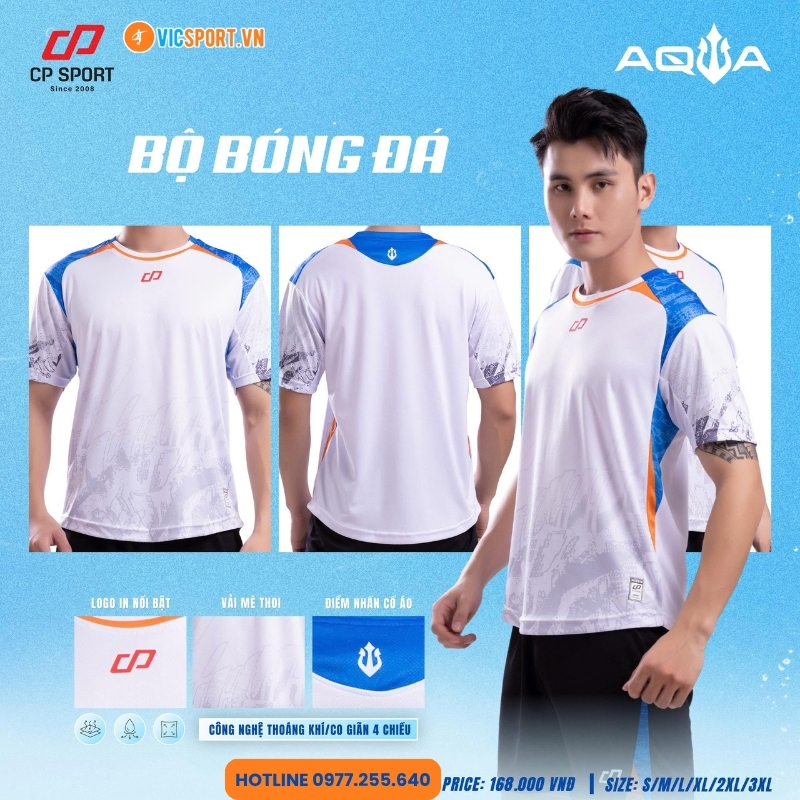 Áo đá banh không logo CP Aqua - Hình ảnh 36