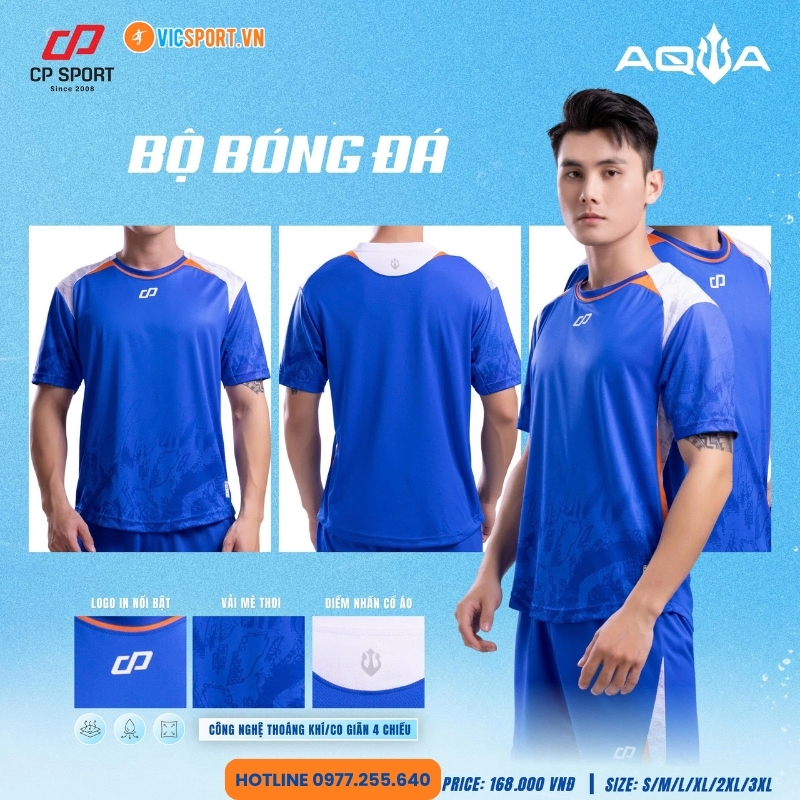 Áo đá banh không logo CP Aqua - Hình ảnh 39
