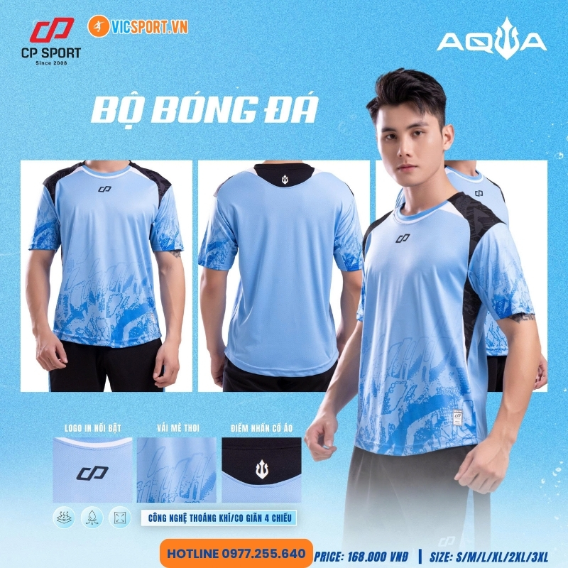 Áo đá banh không logo CP Aqua - Hình ảnh 40