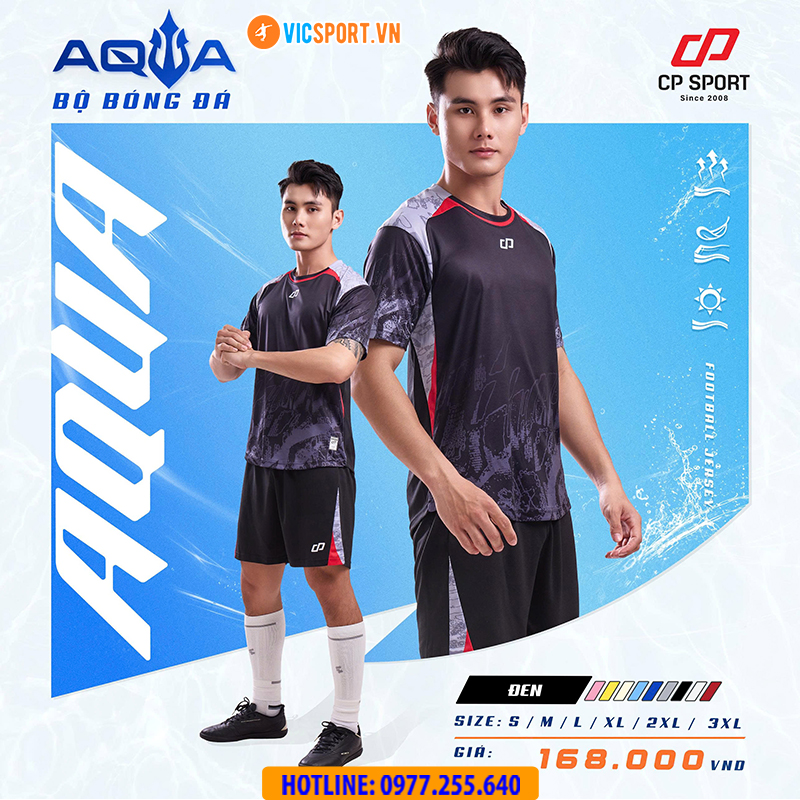 Áo đá banh không logo CP Aqua - Hình ảnh 15