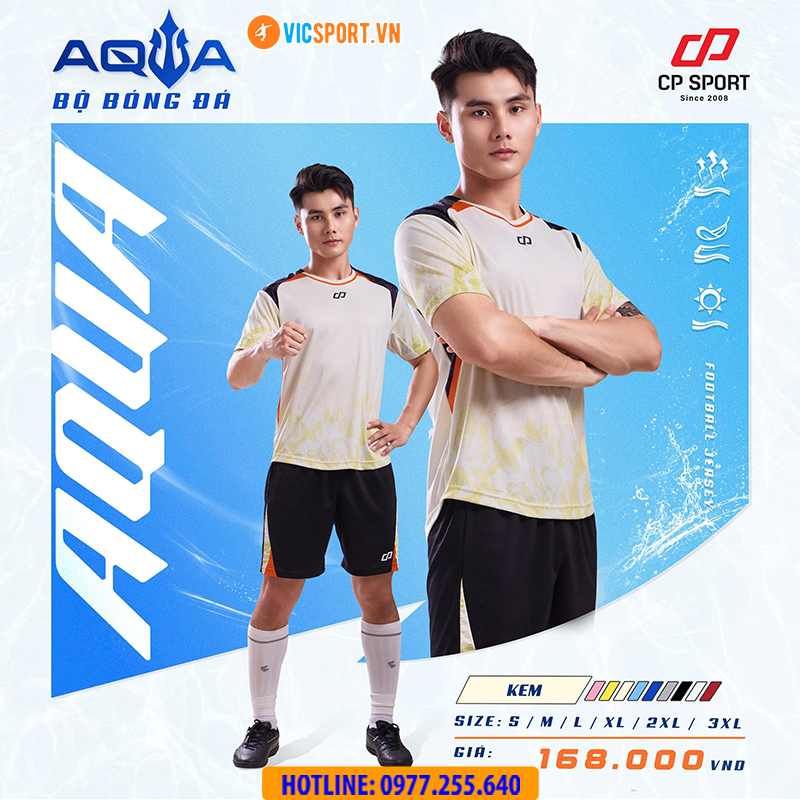 Áo đá banh không logo CP Aqua - Hình ảnh 20