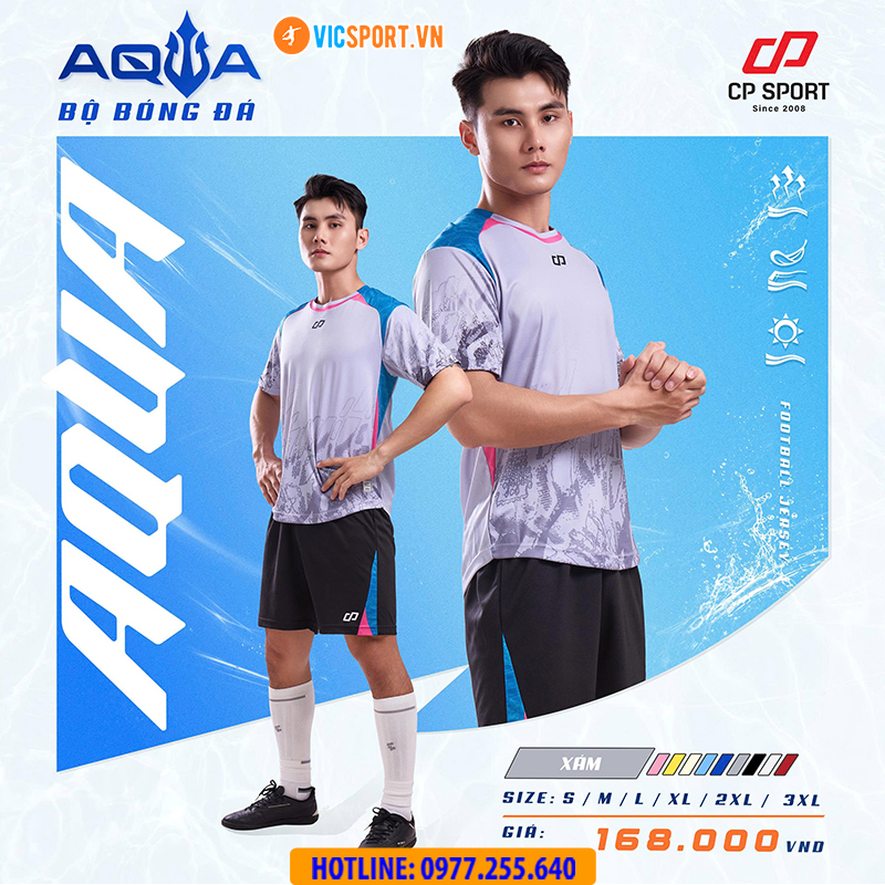 Áo đá banh không logo CP Aqua - Hình ảnh 18