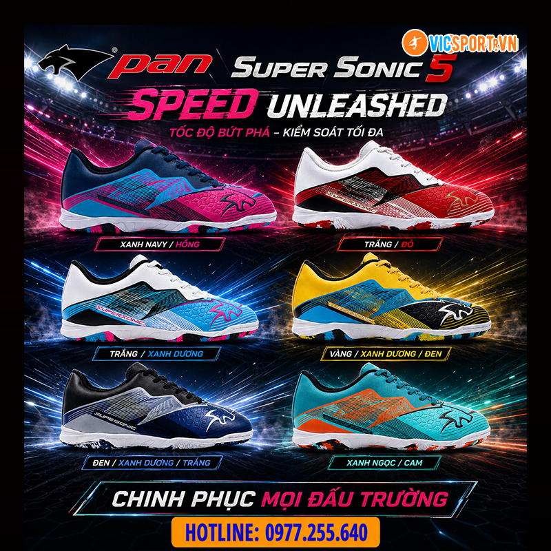 Giày đá banh Pan thái lan Sonic 5 đế IC đá sân nhân tạo